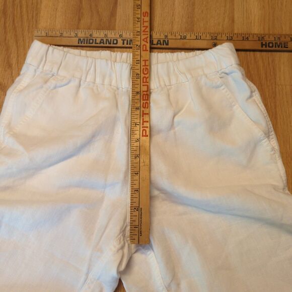 J Crew Seaside Linen Blend Pants Womens 4 White Beach Jogger Elastic Waist - Picture 3 of 8